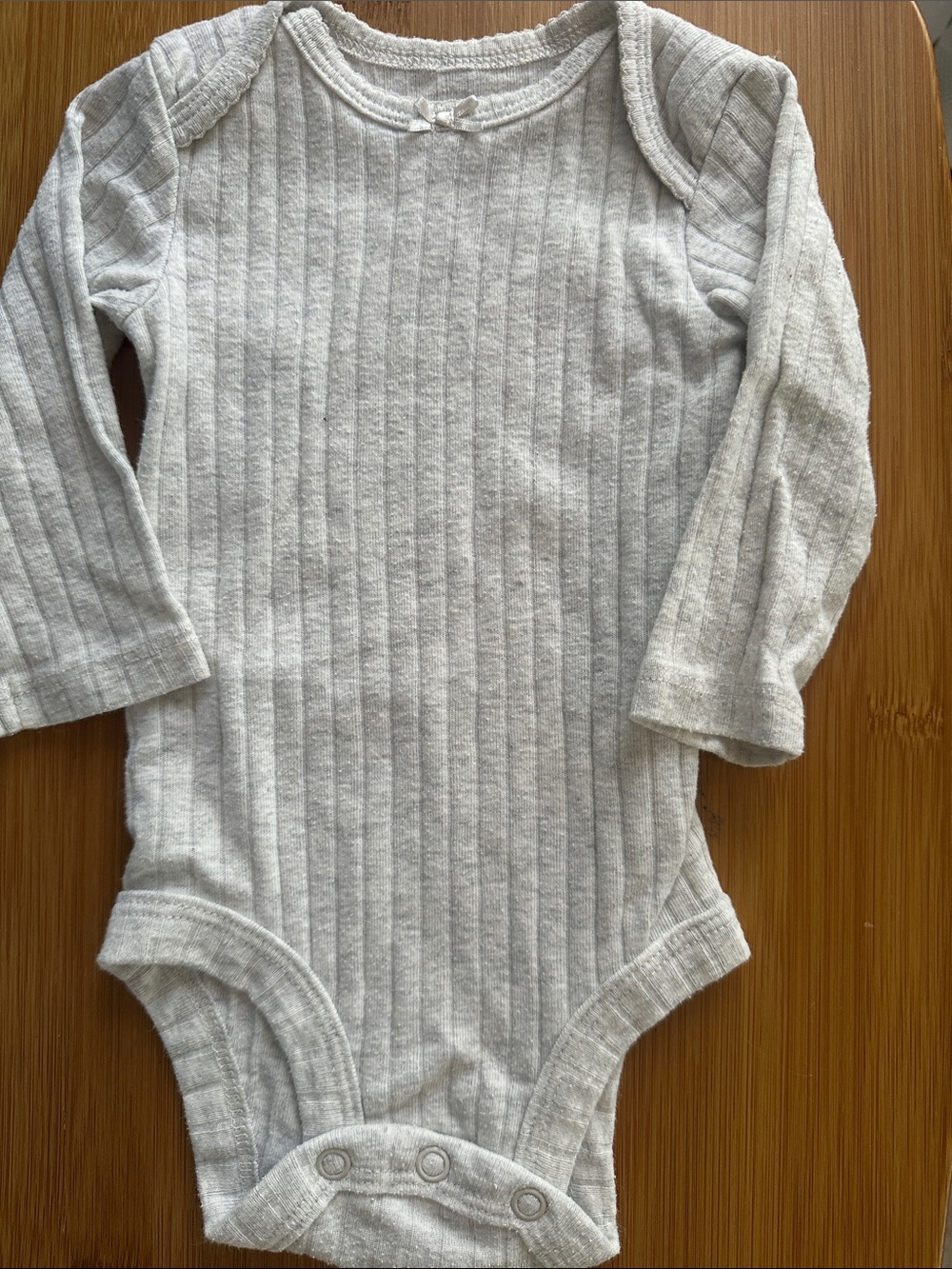 child of mine Light Heather Gray Ribbed Long-Sleeve One-Piece